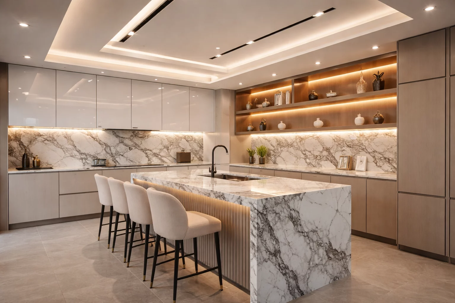 Faux plafond LED Genève Faux plafond design avec éclairage LED intégré — Edelweiss Rénovation Genève