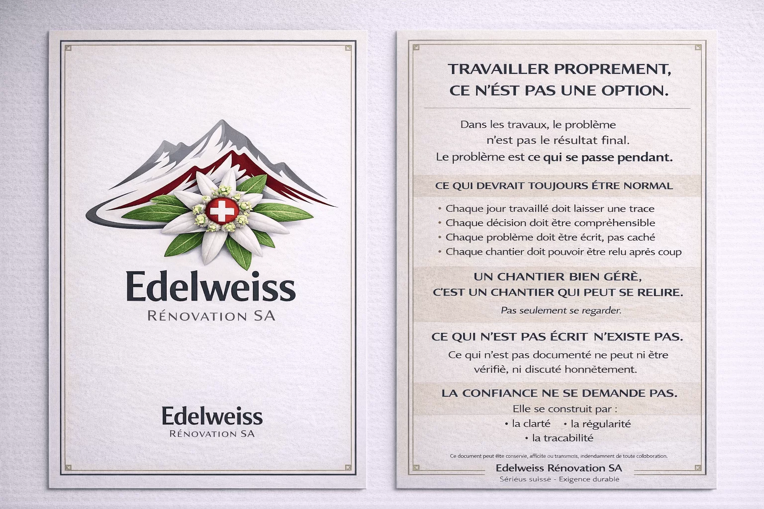 Manifeste Edelweiss Rénovation SA